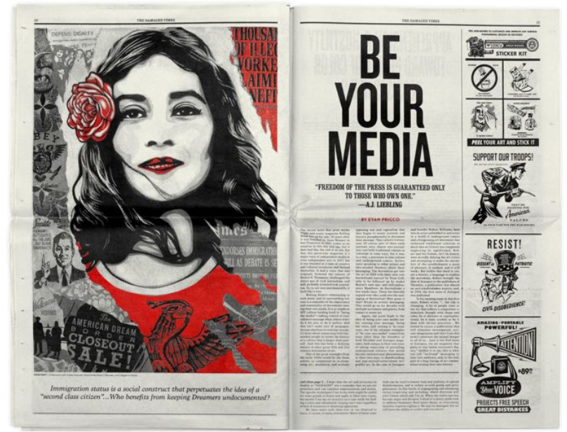 Damaged Times + Newspaper - Shepard Fairey (OBEY)